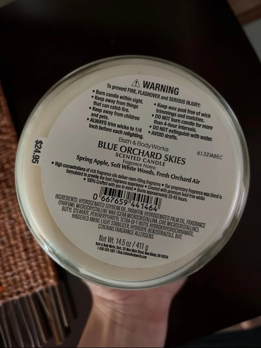 Bath & Body Works Blue Orchard Skies Candle with Blue Butterfly Design